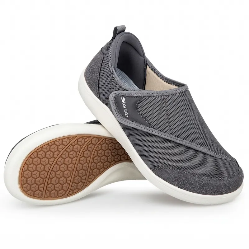 Men Walking Shoes Extra Wide Diabetic Shoes Adjustable Barefoot Walking Shoes Breathable Sneakers for Swollen Obese Feet Comfortable Non-Slip Adjustable Lightweight Footwear Father Gifts